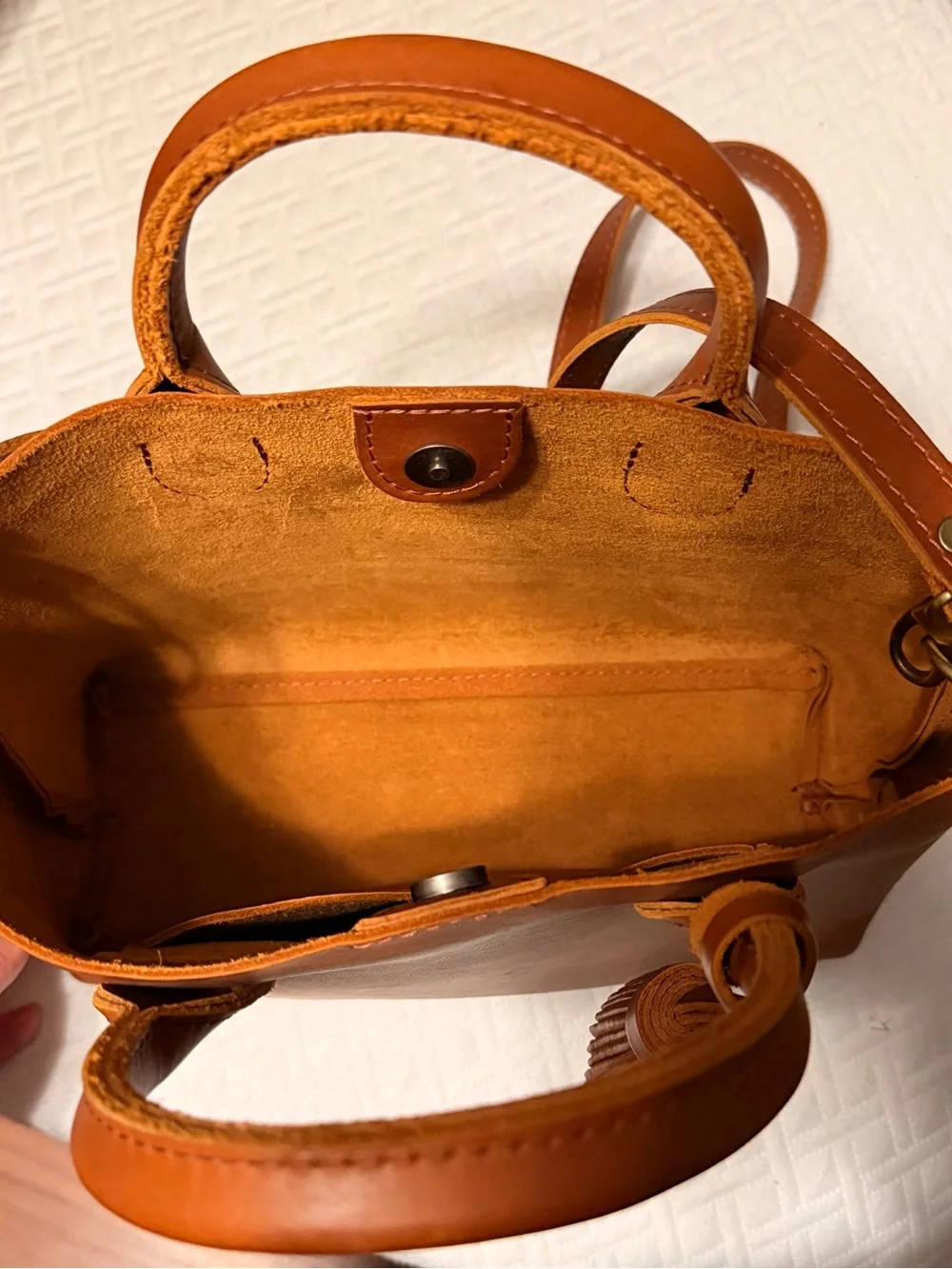 Portland Leather Saddle Brown Leather Satchel with Tassel